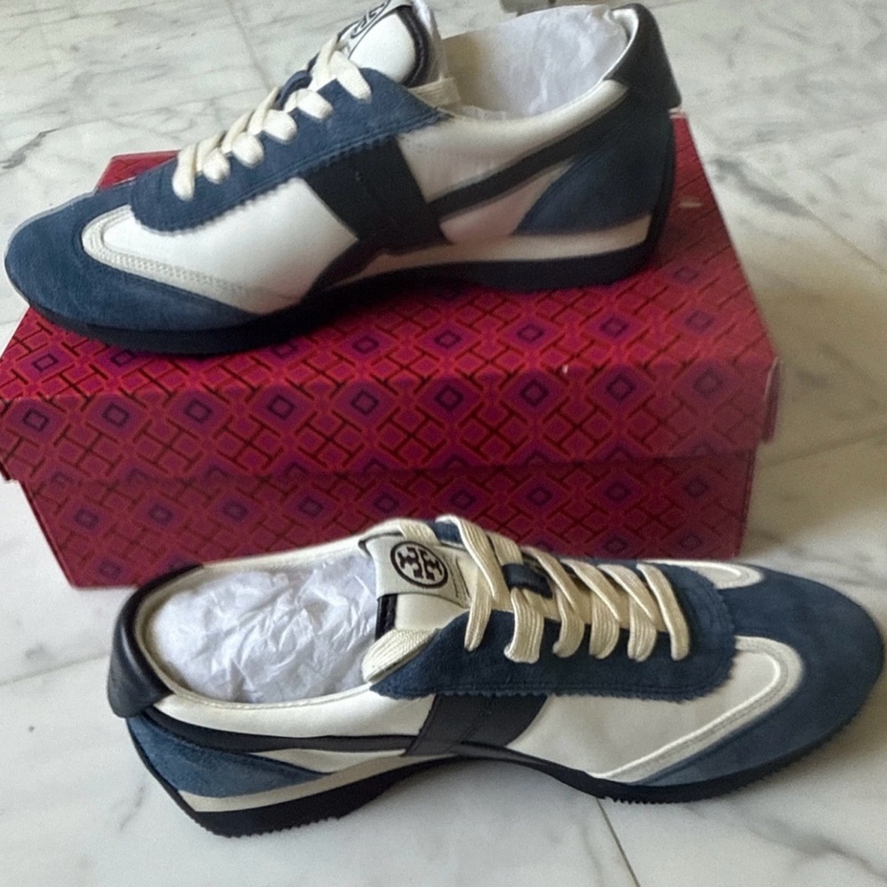 Tory Burch Women's Blue and White Sneakers